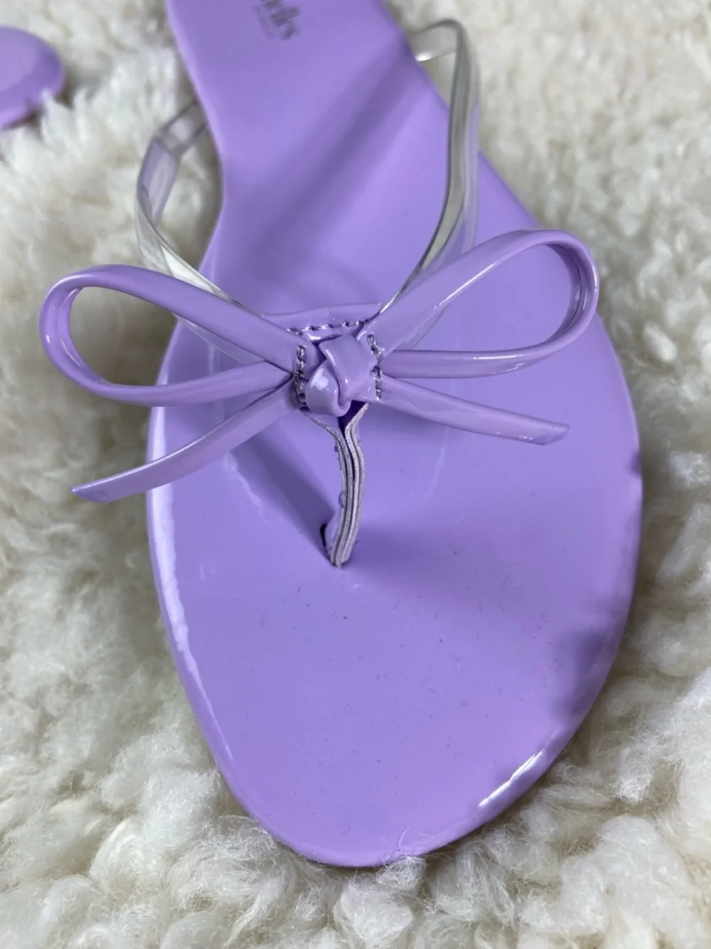 NWOT Seychelles 10 Wish Lost II Patent Bow Thong Sandals Flip Flops Clear Jelly - Picture 7 of 9